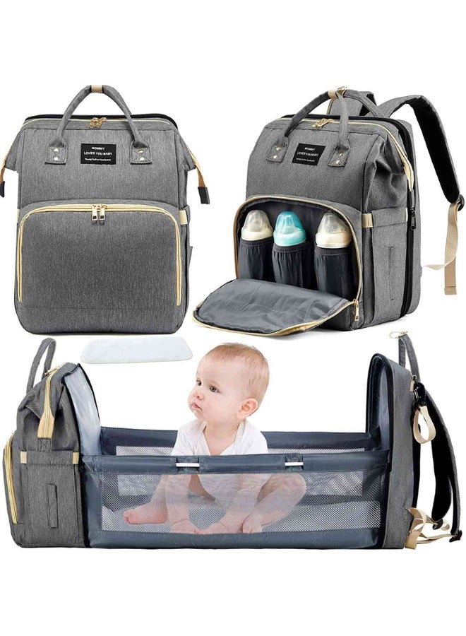 3-in-1 Diaper Bag Backpack with Changing Station - Waterproof Portable Mom Travel Bag - Baby Shower Gifts - Includes Stroller Straps & Changing Pad