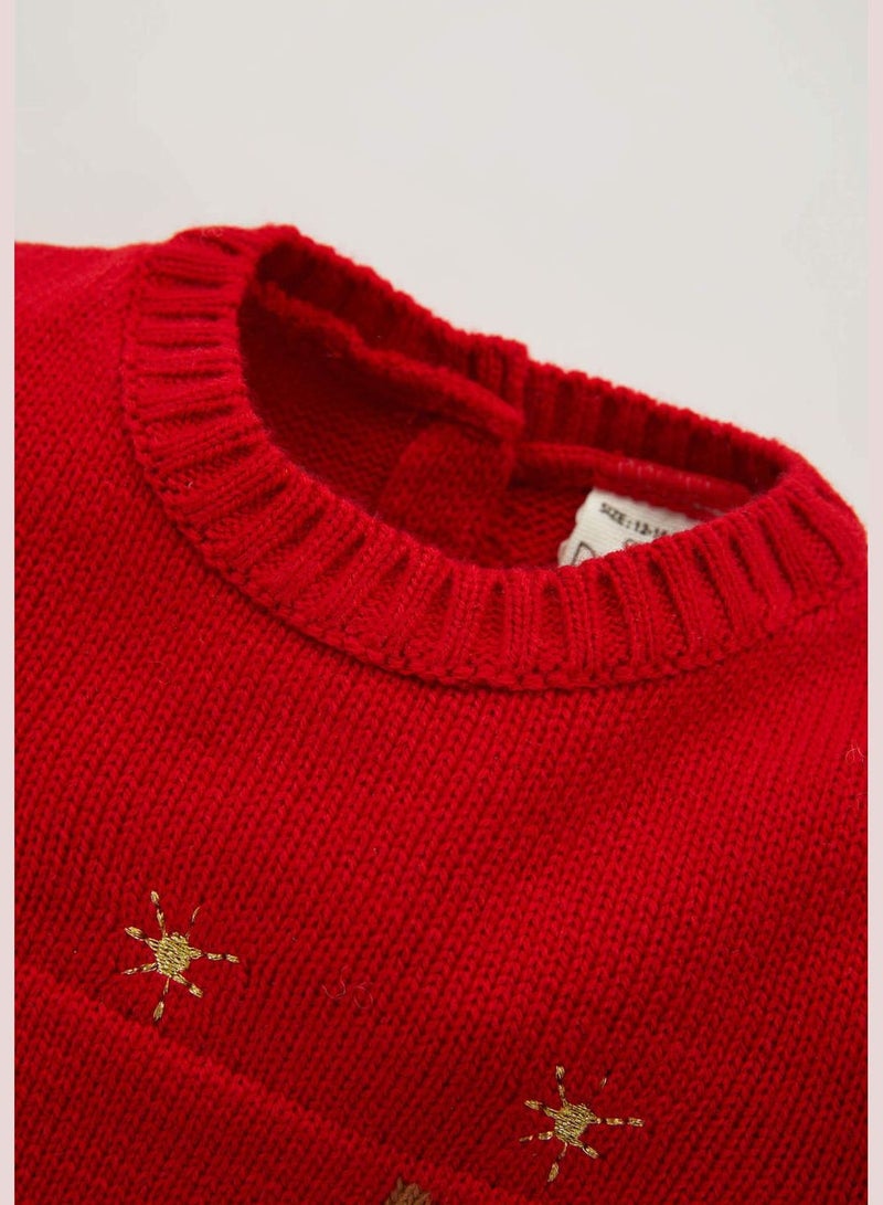 BabyGirl Crew Neck Long Sleeve Tricot Pullover