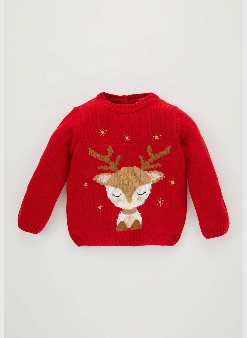 BabyGirl Crew Neck Long Sleeve Tricot Pullover