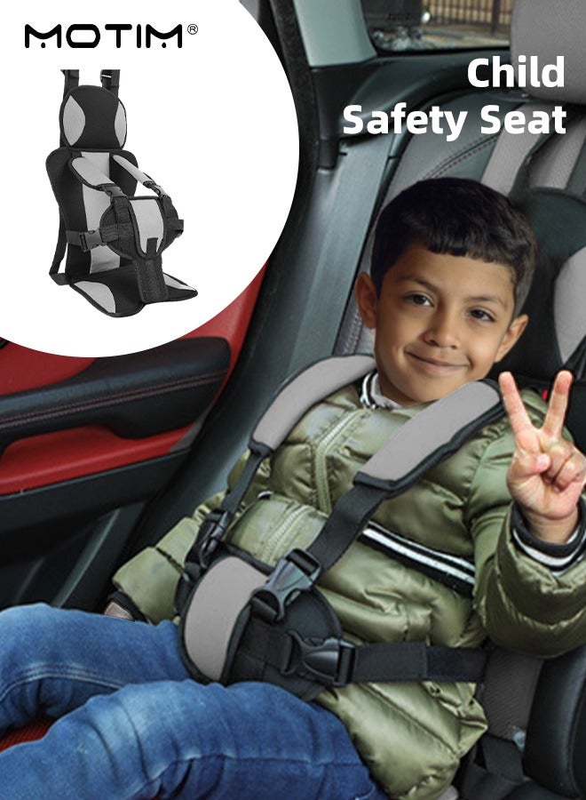 Auto Child Safety Seat Simple Car Portable Seat Belt Foldable Car Seat Booster Seat for Car Protection Travel Car Seat Accessories for Kids 0-6 Years Olds 77*35cm Deep Grey