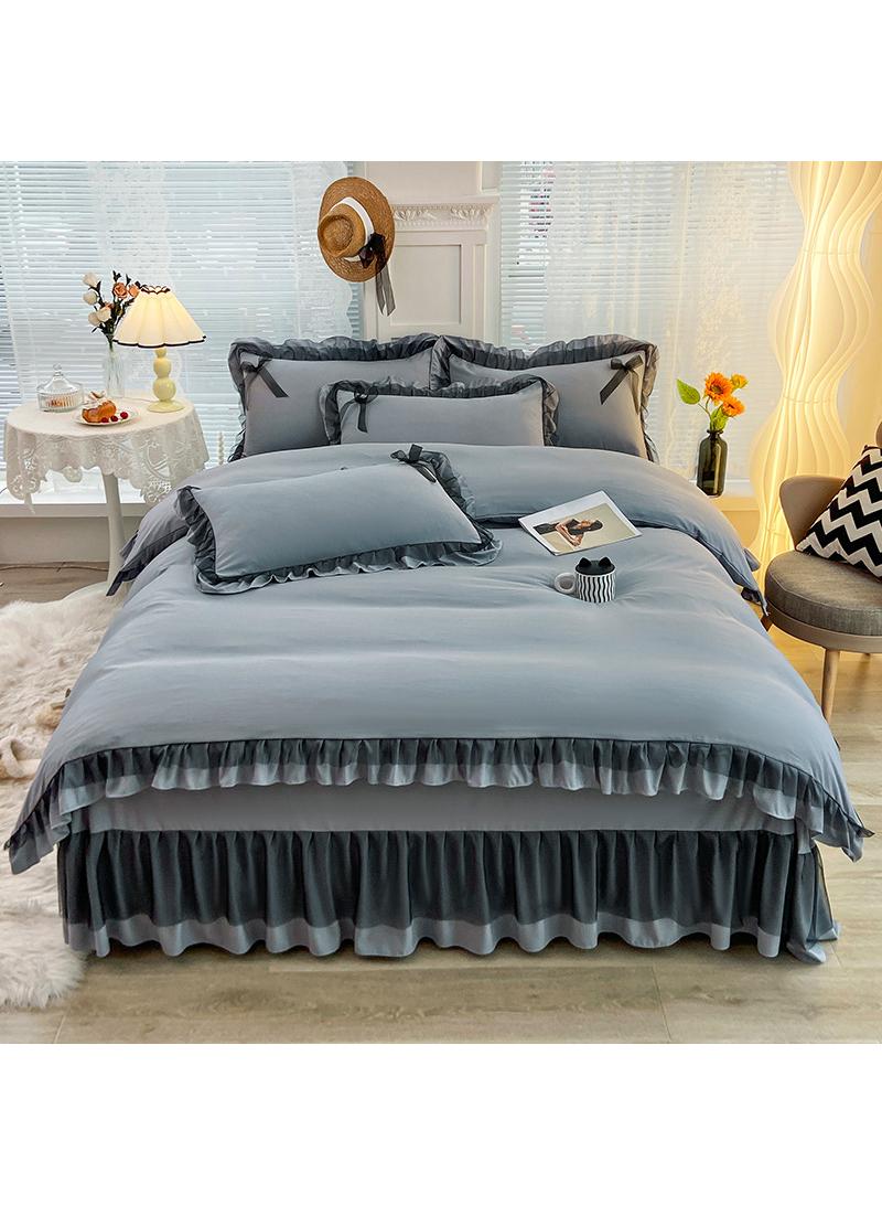 Simple Solid Color Washable Bed Sheet And Duvet Cover Set