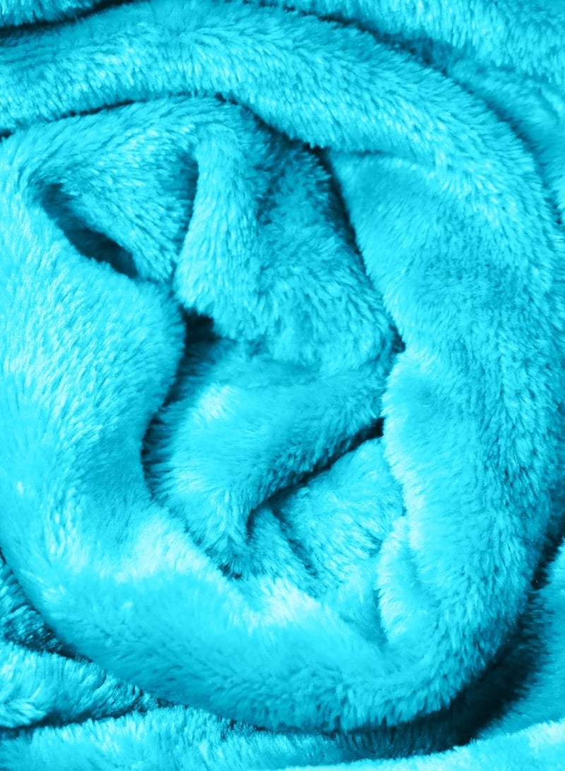 Single Micro Fleece Flannel Blanket 260 GSM Super Plush and Comfy Throw Blanket Size 150 x 200cm Turquoise