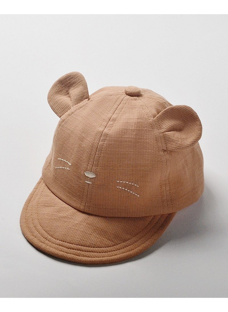 Wonder Kids durable cotton Kids Cap, Kitty Kids Caps are Perfect for Beach, Travelling and Outdoor activities, Cute Kitty design Easy to match with Clothing Styles, Brown