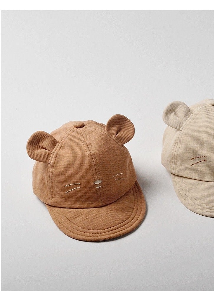 Wonder Kids durable cotton Kids Cap, Kitty Kids Caps are Perfect for Beach, Travelling and Outdoor activities, Cute Kitty design Easy to match with Clothing Styles, Brown