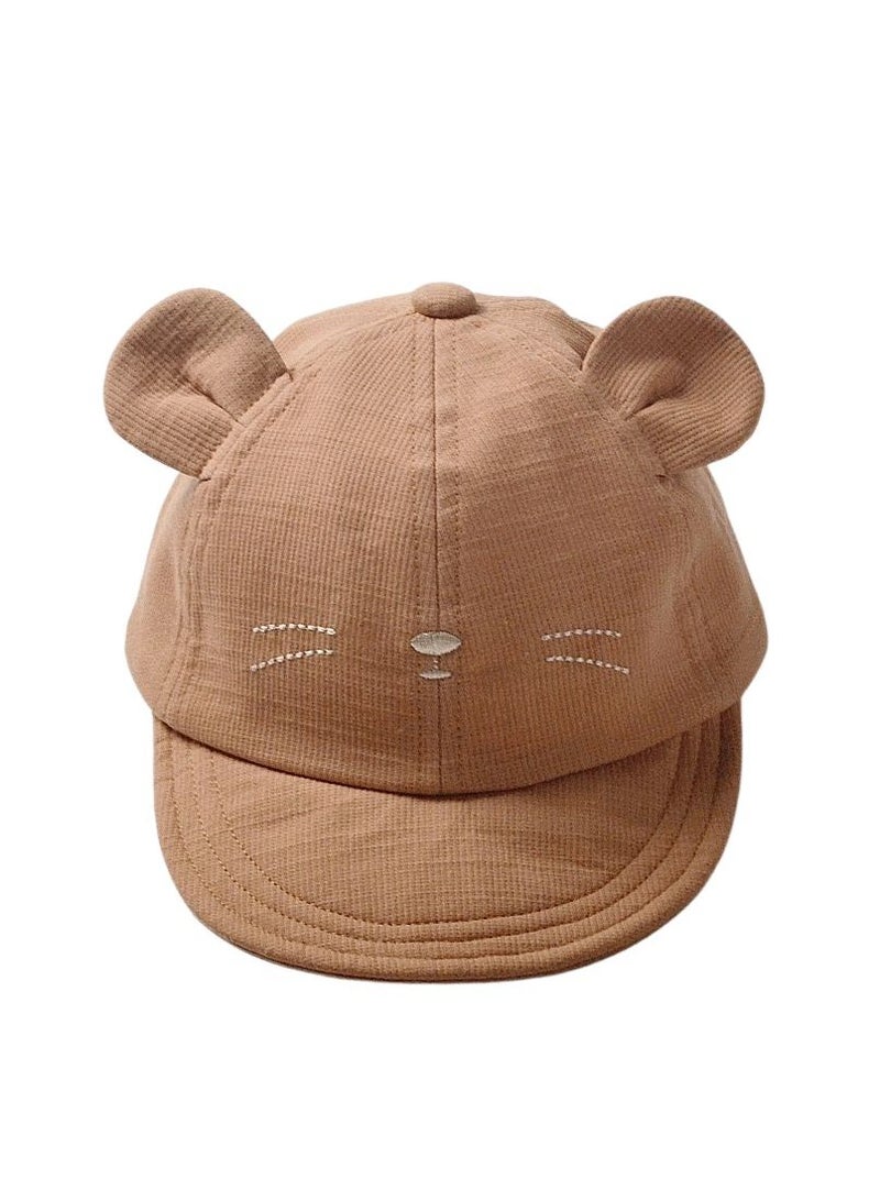 Wonder Kids durable cotton Kids Cap, Kitty Kids Caps are Perfect for Beach, Travelling and Outdoor activities, Cute Kitty design Easy to match with Clothing Styles, Brown
