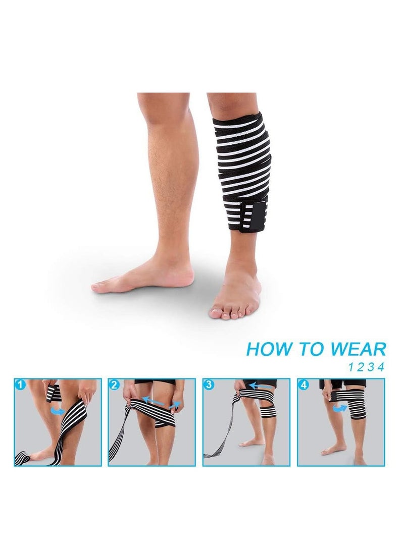 Elastic Compression Leg Sleeve, Thigh Knee Wrap Calf Brace Support for Hamstring Ankle and Elbow Joints Pain Relief, Calf Pain Relief, Leg Compression Sleeve for Men and Women