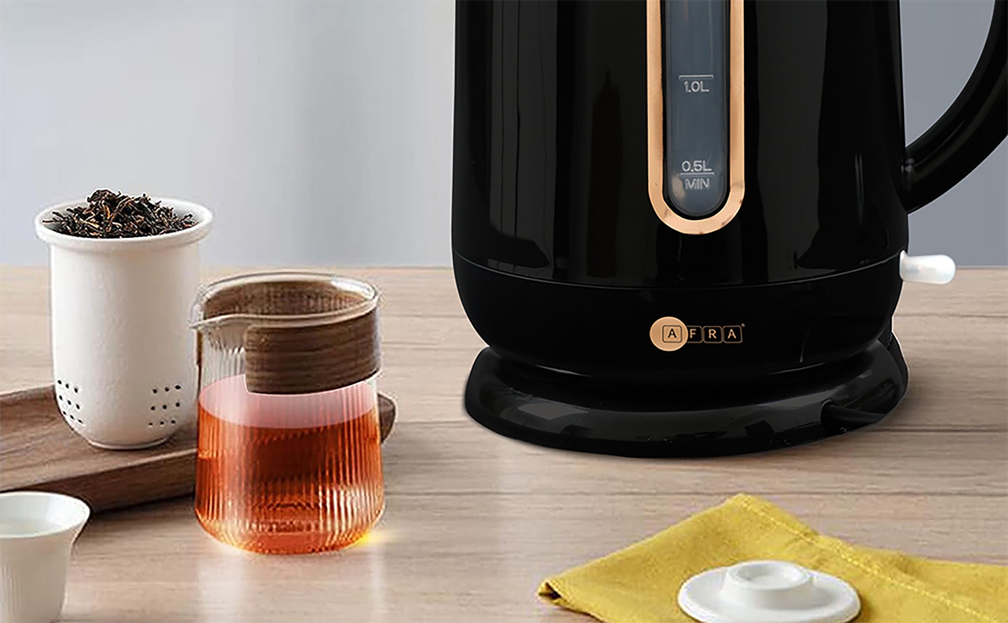 Electric Kettle | 1.7L | 2200W | Strix Control | Boil-Dry & Overheat Protection | Transparent Water Level Indicator | 2-Year Warranty 1.7 L 2200 W AF-201850KTBL Black