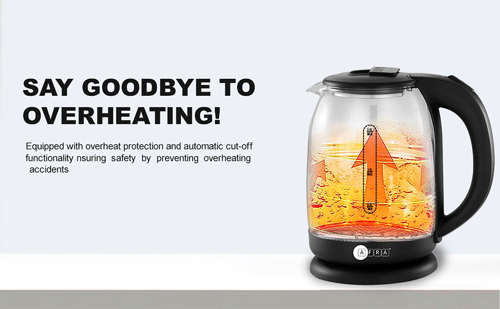 Electric Kettle | 1.8L | 1500W | Glass Body | LED Light Indicator | 360° Cordless | Overheat Protection | 2-Year Warranty 1.8 L 1500 W AF-1820KTGL Black/Clear