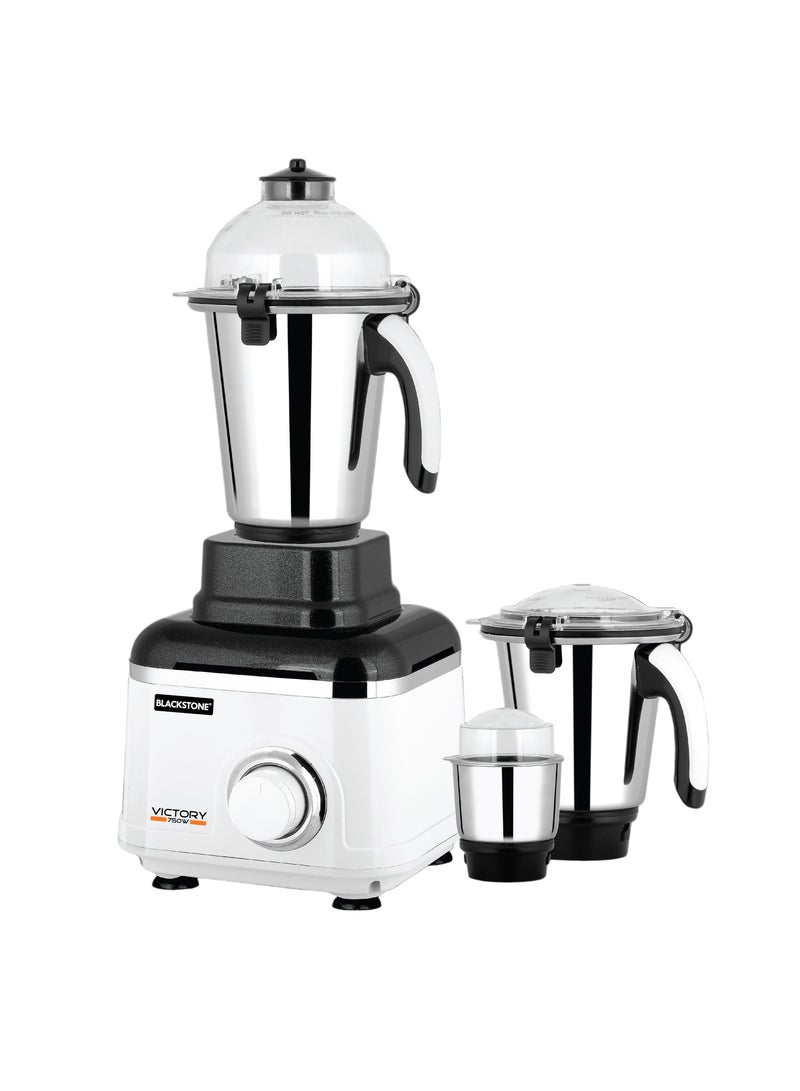 Victory 750W 3in1 Mixer Grinder   Multifunctional Grinder with Stainless Steel Jars & Blades  3 Speed Safety Twist Lock 2 Years Warranty On Motor
