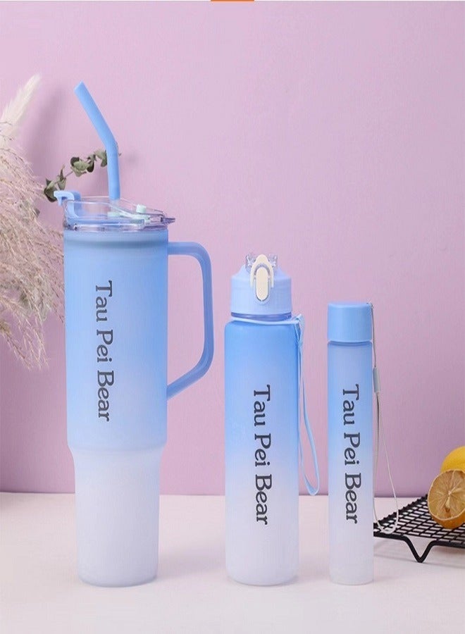 Gradient Water Bottle, Ice Cold Cup, Three-Piece Set, Portable Water Bottle