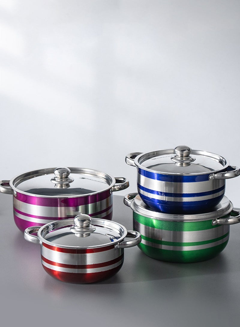 4-Piece Stainless Steel Pot Set Household Soup Pot Combination Suitable for Various Stoves