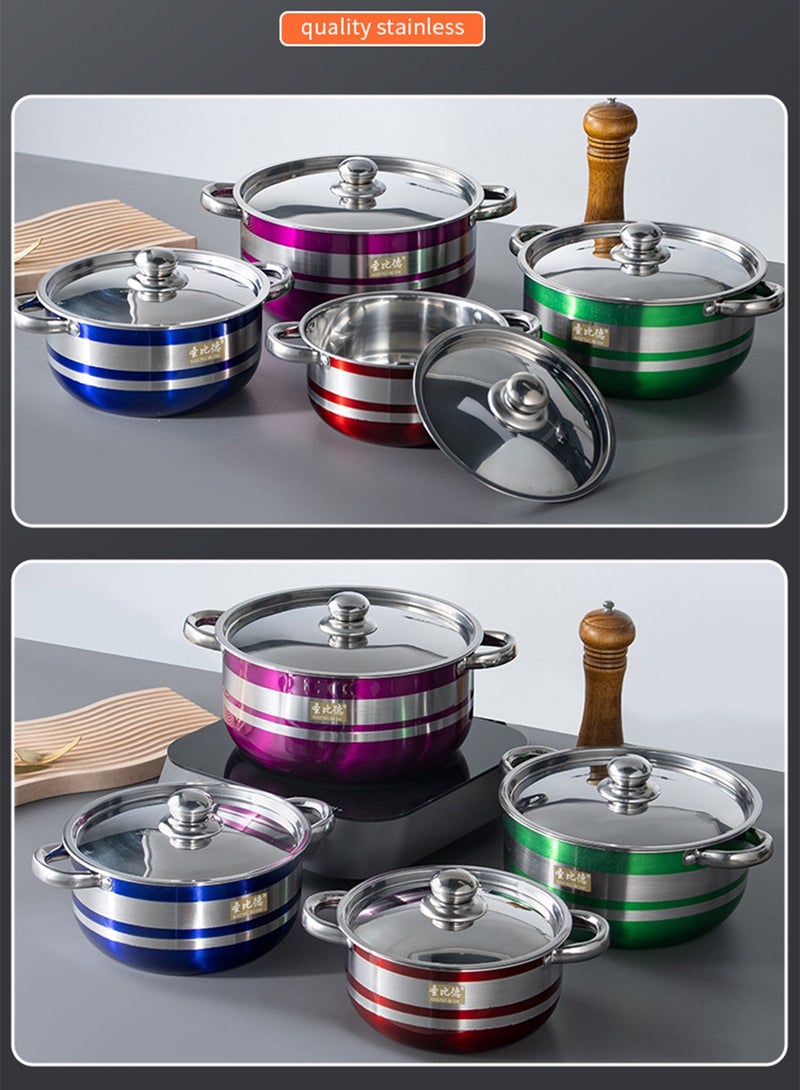 4-Piece Stainless Steel Pot Set Household Soup Pot Combination Suitable for Various Stoves