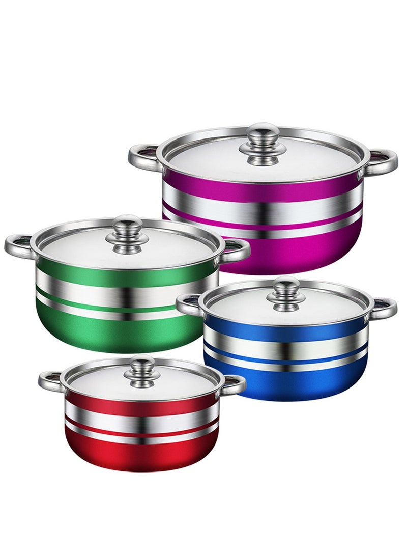 4-Piece Stainless Steel Pot Set Household Soup Pot Combination Suitable for Various Stoves