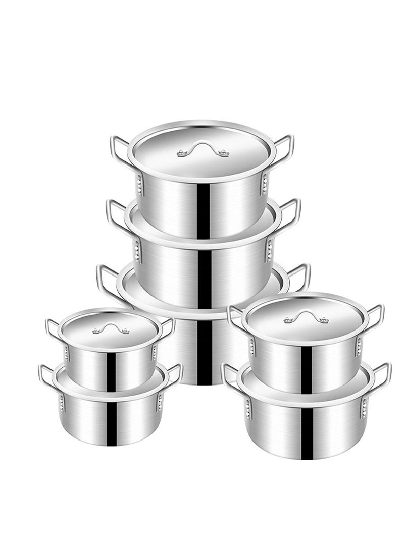 7-Piece Stainless Steel Pot Set Household Soup Pot Combination Suitable for Various Stoves