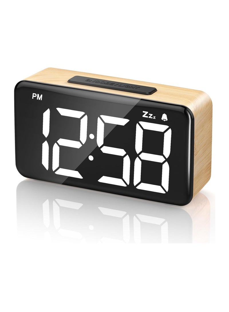 Digital Alarm Clock with Large LED Display - Easy-to-Read Digits, 5-Level Brightness, Snooze, Power-off Memory - Ideal for Bedrooms, Bedside, and Gifts
