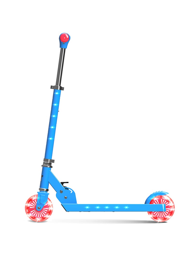 LiT Starship 120mm fun LED Light-Up Kick Scooter for Kids | Featuring LED Stem Deck and Wheels, Foldable Scooter with Adjustable Handlebar Height | Boys Girls available in Turquoise Blue