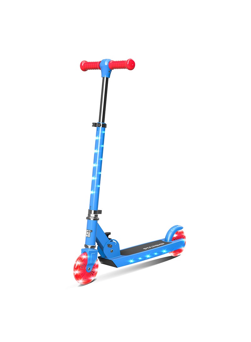 LiT Starship 120mm fun LED Light-Up Kick Scooter for Kids | Featuring LED Stem Deck and Wheels, Foldable Scooter with Adjustable Handlebar Height | Boys Girls available in Turquoise Blue