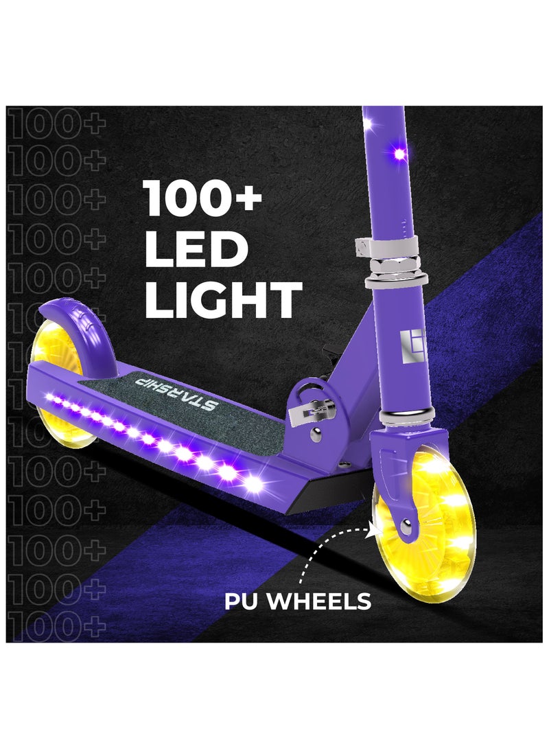 LiT Starship 120mm fun LED Light-Up Kick Scooter for Kids | Featuring LED Stem Deck and Wheels, Foldable Scooter with Adjustable Handlebar Height | Boys Girls available in Turquoise Blue