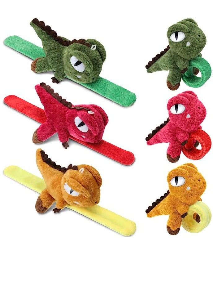 6 Pieces Animal Slap Bracelets Stuffed Animal Huggers, Stuffed Animal Plush Slap Bracelets Bulk Kids Toys, 8 Inches (Dinosaur, 6 Pcs)