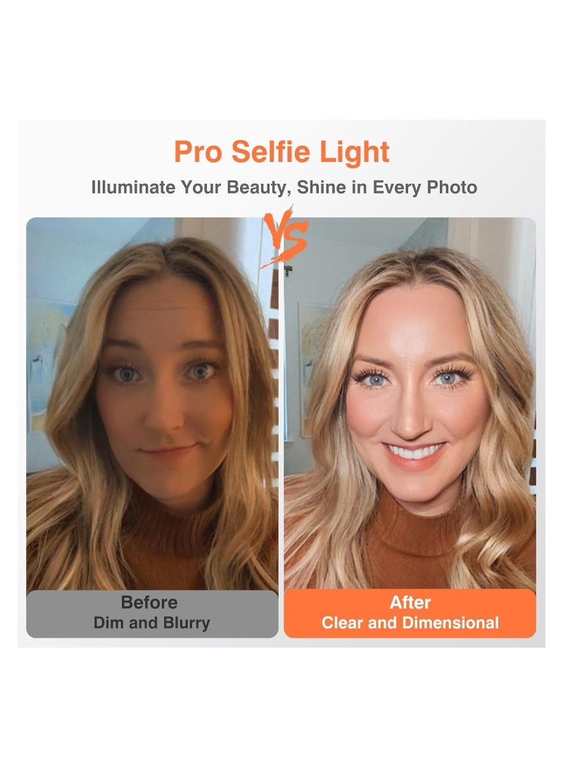 Selfie Light, Video Conference Lighting Kit, Full-Screen Rechargeable Clip on Ring Light with 3 Modes for Phone, Laptop, 10X Brighter Soft Phone Selfies, Live Streaming, Webcam