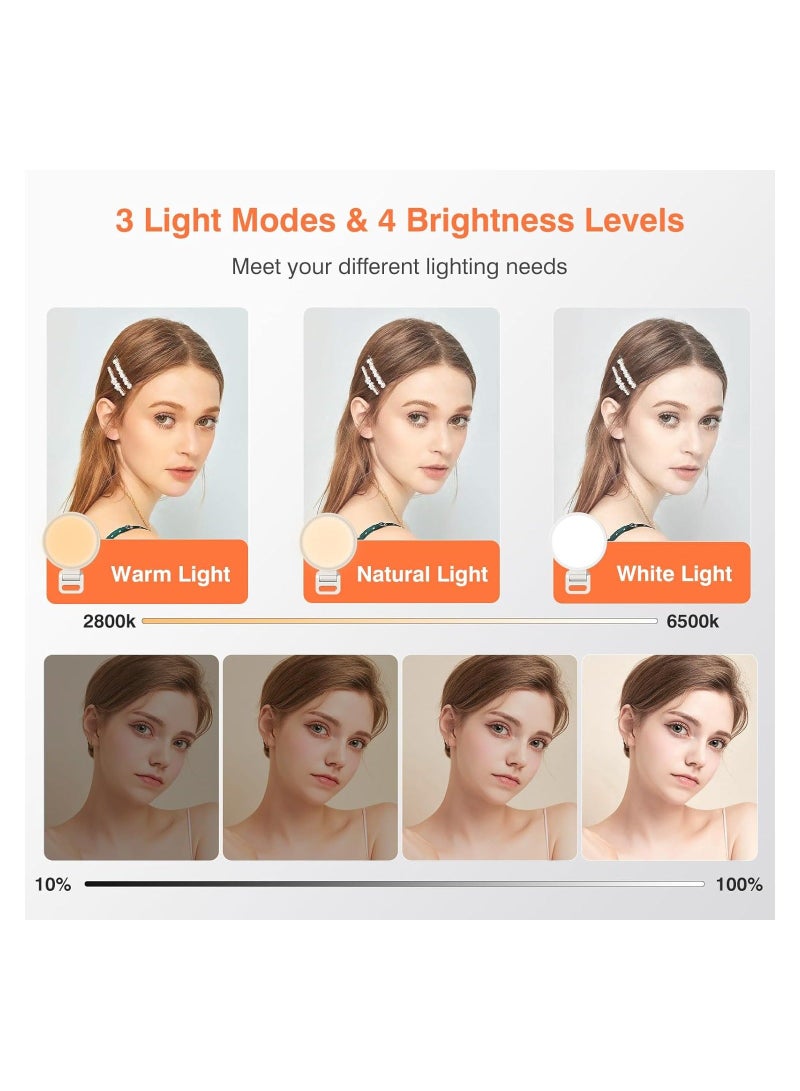 Selfie Light, Video Conference Lighting Kit, Full-Screen Rechargeable Clip on Ring Light with 3 Modes for Phone, Laptop, 10X Brighter Soft Phone Selfies, Live Streaming, Webcam