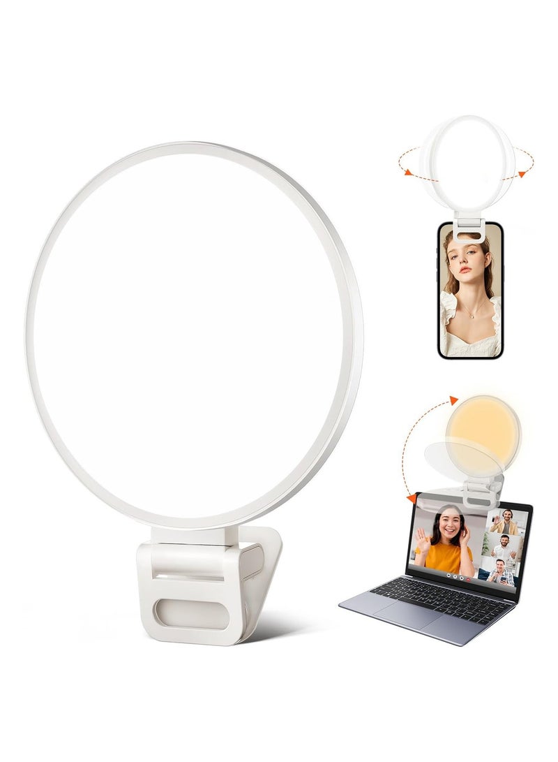 Selfie Light, Video Conference Lighting Kit, Full-Screen Rechargeable Clip on Ring Light with 3 Modes for Phone, Laptop, 10X Brighter Soft Phone Selfies, Live Streaming, Webcam