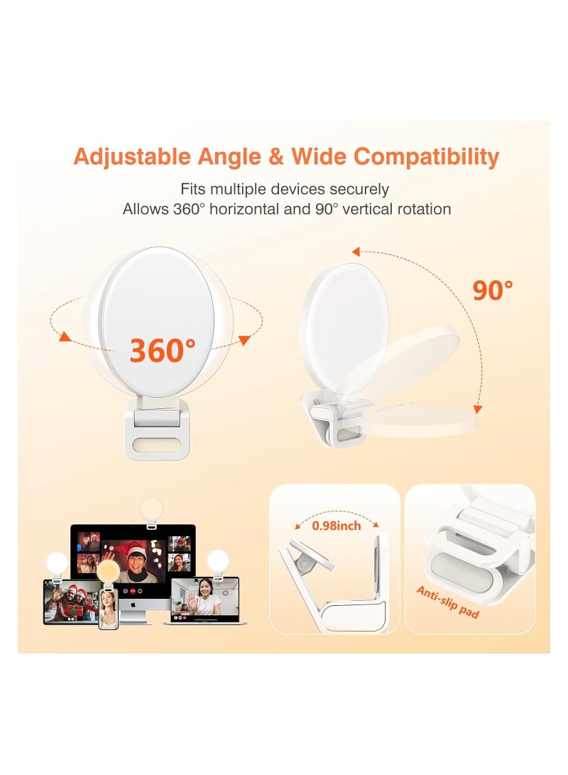 Selfie Light, Video Conference Lighting Kit, Full-Screen Rechargeable Clip on Ring Light with 3 Modes for Phone, Laptop, 10X Brighter Soft Phone Selfies, Live Streaming, Webcam