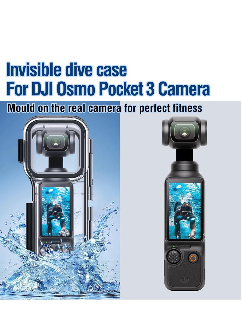 Waterproof Housing Case for DJI Osmo Pocket 3, Touchscreen Underwater Diving Protective Shell Waterproof up to 50m/164/ft with Helmet Bracket & 1/4 Bracket Accessories
