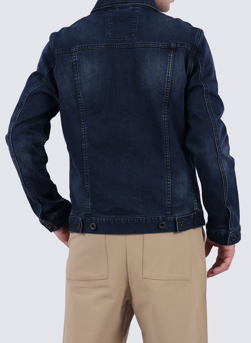 Men's Stylish Denim Jacket Shirt in Dark Blue Denim