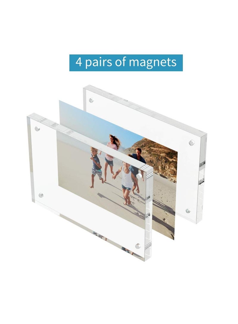 SYOSI 3 Pack Double Sided Magnetic Acrylic Frameless Transparent Square Photo Frame