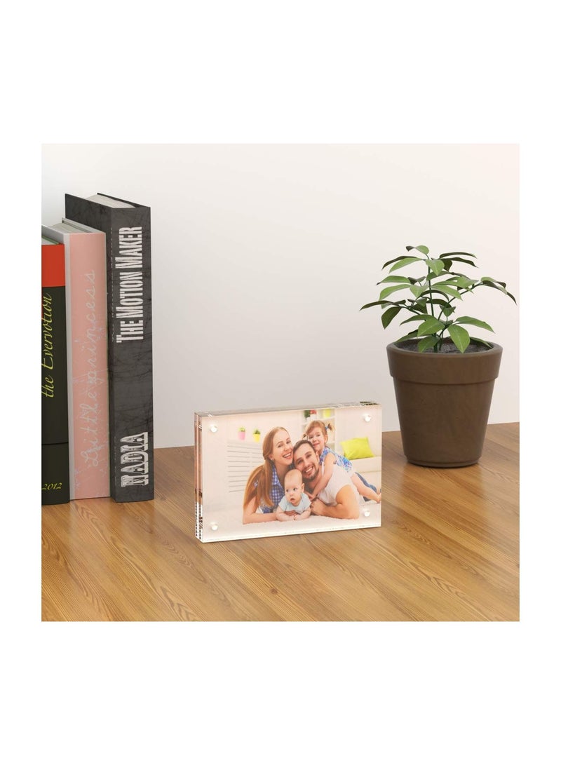 SYOSI 3 Pack Double Sided Magnetic Acrylic Frameless Transparent Square Photo Frame