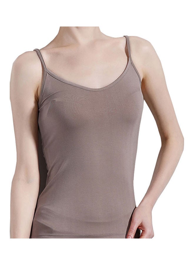 Women Breathable Slim Camisole with Dual Strap coffee