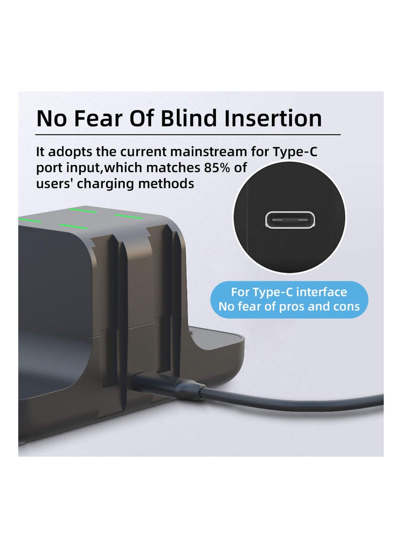 6 in 1 Controller Charger for Nintendo Switch, Type-C USB 2.0 Switch Charging Dock Stand Station for Joy-Con & Controllers, Portable LED Display Charger Docking for Switch