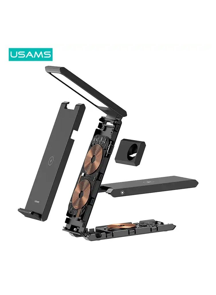 USAMS CD181 15W 3in1 Folding Wireless Charging Stand With Table