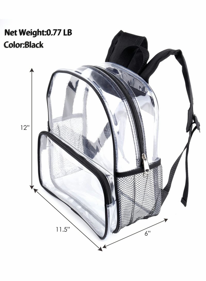 Clear Backpack, Clear Mini Backpack Stadium Approved, Waterproof Transparent Backpack for School Work Travel and Work & Sport Event