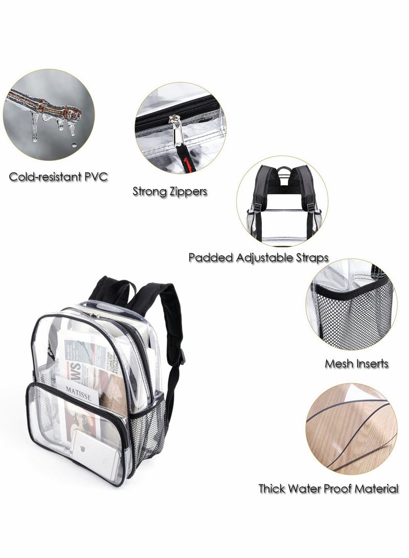 Clear Backpack, Clear Mini Backpack Stadium Approved, Waterproof Transparent Backpack for School Work Travel and Work & Sport Event