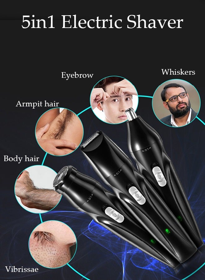 5in1 Shaver Portable Electric Shaver Powerful Storm Shaver for Men with 3 Replacement Headers, Multifunctional Electric Razor, USB Shaver for Travel