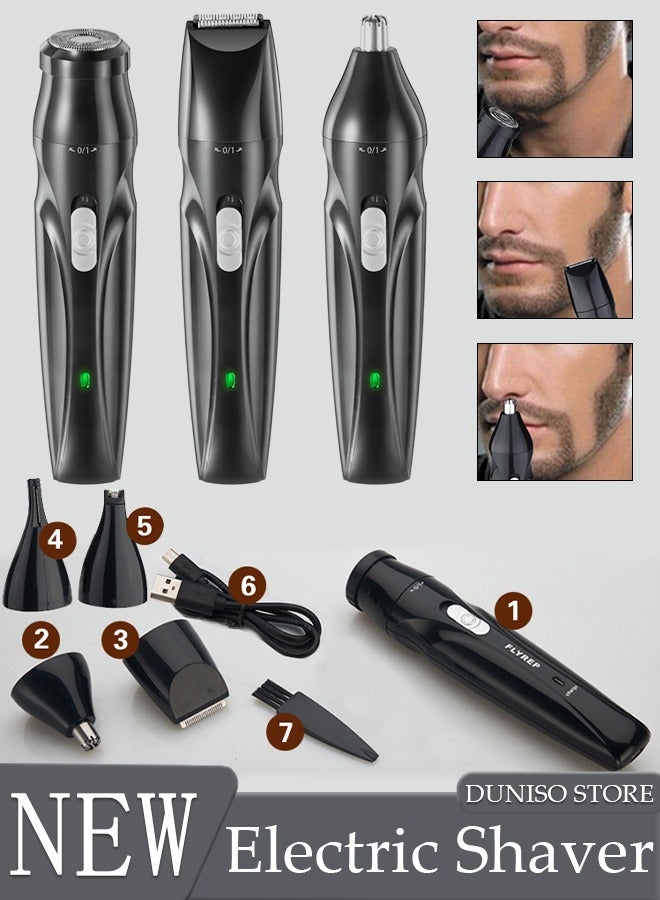 5in1 Shaver Portable Electric Shaver Powerful Storm Shaver for Men with 3 Replacement Headers, Multifunctional Electric Razor, USB Shaver for Travel