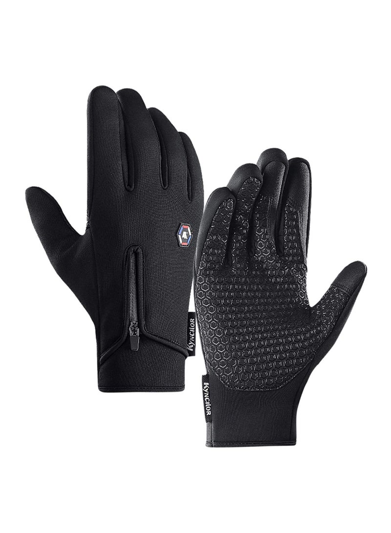 Cycling Gloves Bicycling Gloves Anti Slip Shock Absorbing Men Women Winter Cycling Gloves Three Fingers Touch Screen Fleece Windproof Waterproof Warm Outdoors Sport Gloves