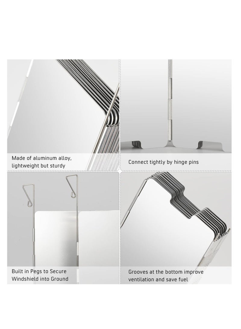 16 Plates Camping Stove Windshield Foldable Windscreen for Burner Aluminum Camp Gas Wind Screen with Drawstring Bag