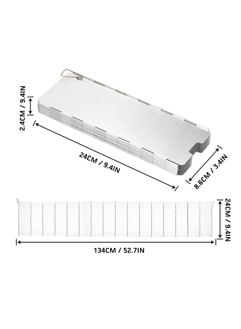 16 Plates Camping Stove Windshield Foldable Windscreen for Burner Aluminum Camp Gas Wind Screen with Drawstring Bag