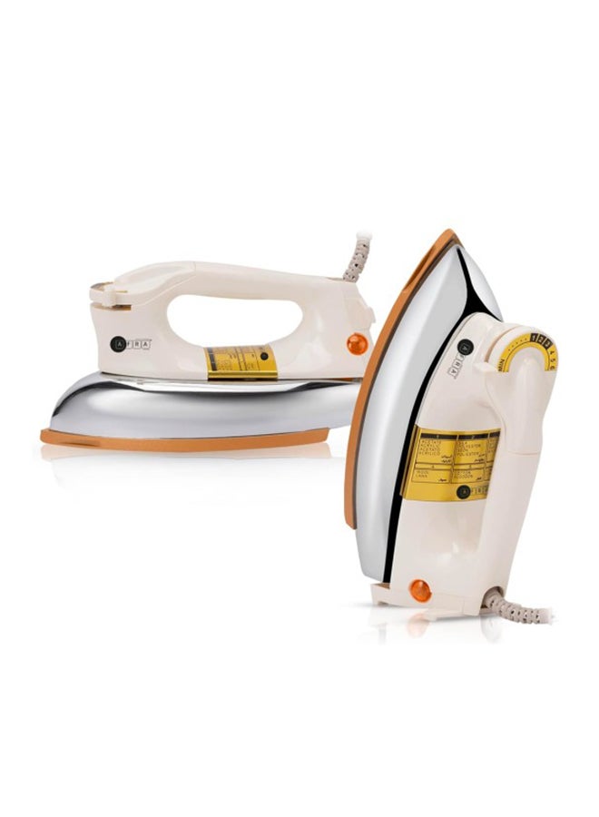 AFRA Automatic Dry Iron, 1.8kg, Non-Stick Soleplate, Gold Teflon Coating, Heat Distribution, Ergonomic Handle, Thermal Control, 6 Settings, Auto Cut-Off, AF-1800DIWH, 2-year warranty 1.8 kg 1000 W AF-1800DIWH White