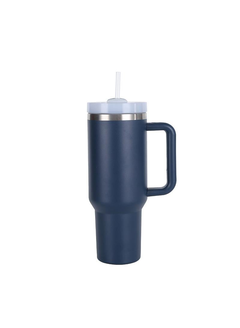 Stainless Steel Vacuum Insulated Tumbler with Lid and Straw for Water, Iced Tea or Coffee, Smoothie and More, Deep Blue 40OZ