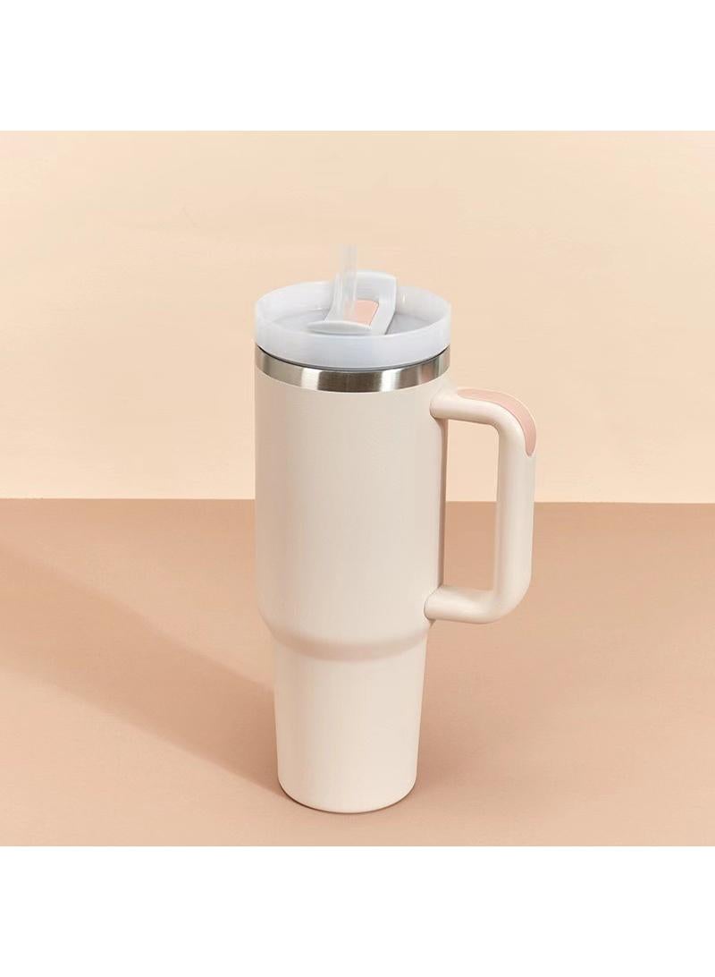 Stainless Steel Vacuum Insulated Tumbler with Lid and Straw for Water, Iced Tea or Coffee and More, Baby Pink 40oz 1200ml
