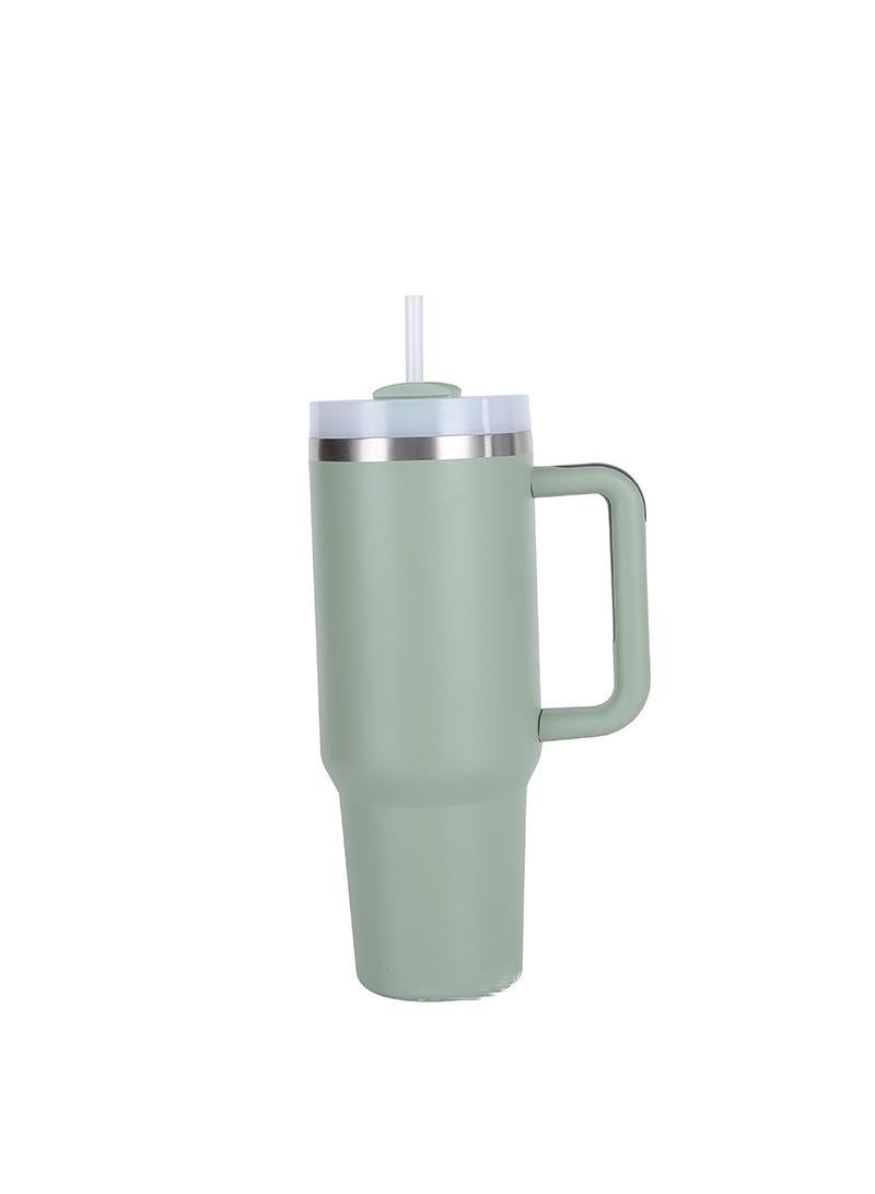 Stainless Steel Vacuum Insulated Tumbler with Lid and Straw for Water, Iced Tea or Coffee, Smoothie and More, Grayish Green 40OZ