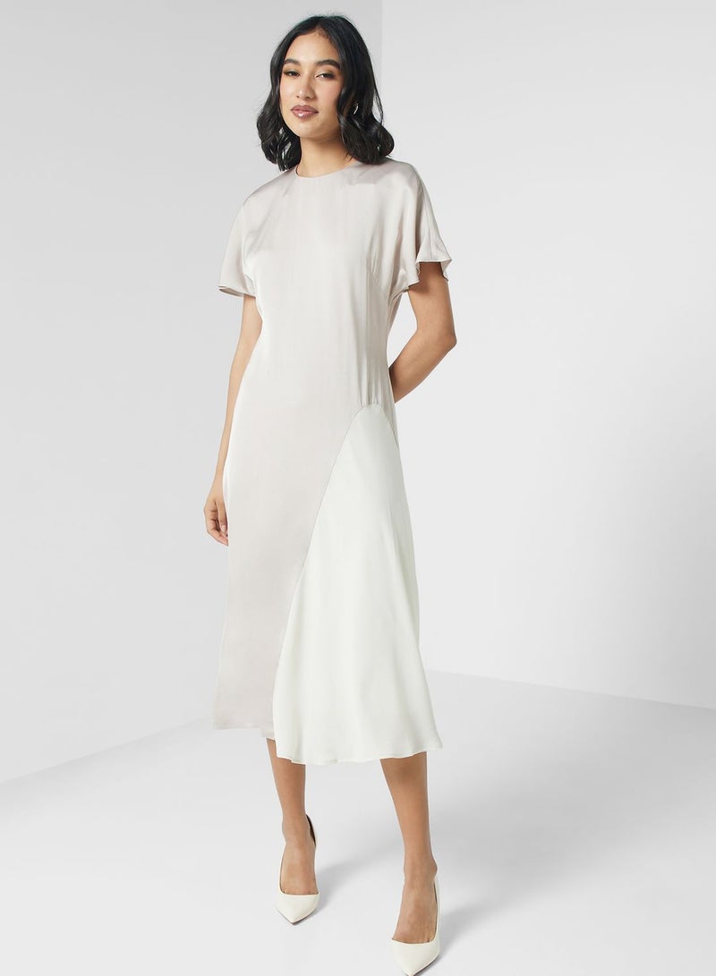 Frill Sleeve Asymmetrical Dress