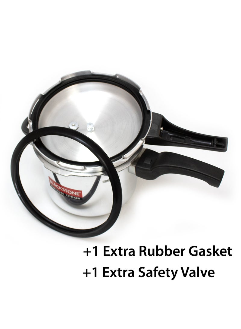 Aluminium  Pressure Cooker with Extra Rubber Gasket and Safety Valve 5 Liters Capacity, Silver