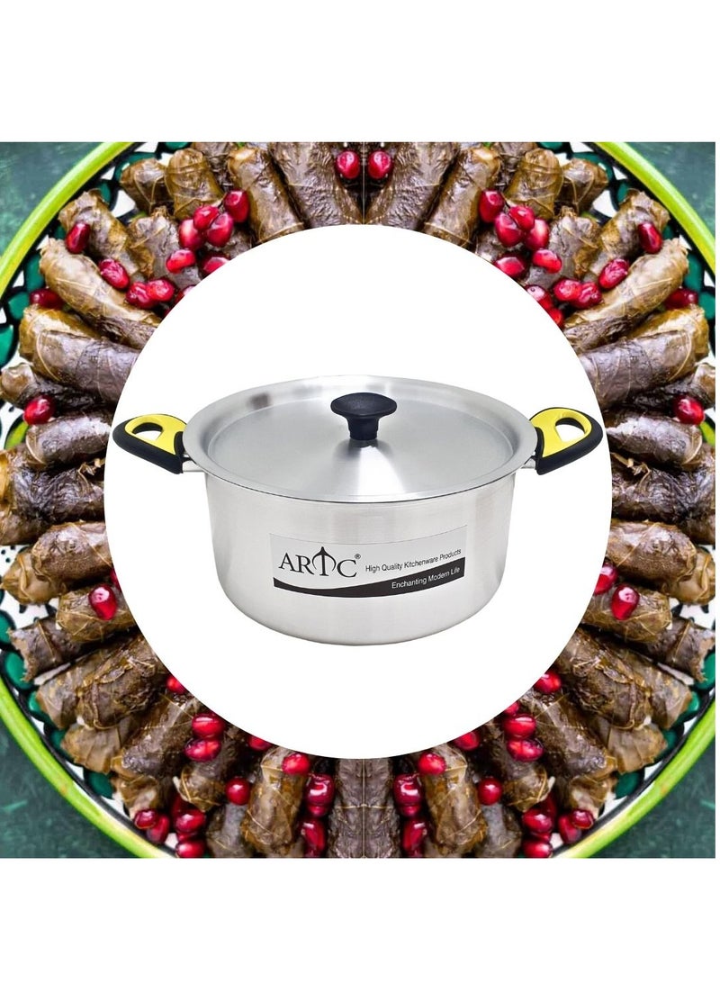 ARTC Stuffed Vegetable Cooking Pot And Grape Leaves Roll Cookware With Aluminum Grill Disc And Italian Made Heat Resistant Handles