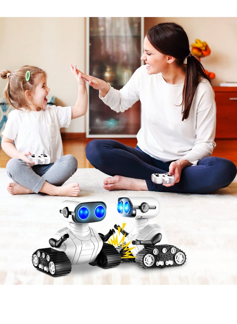 Robot Toys, Rechargeable RC Robot for Boys and Girls, Remote Control Toy with Music and LED Eyes, Gift for Children Age 3 Years and Up