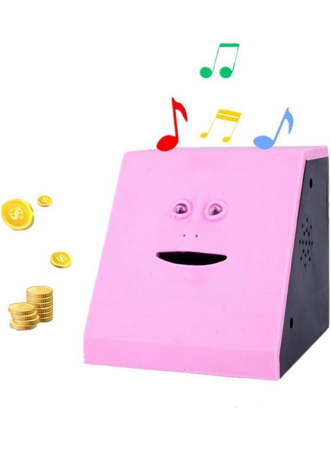 Novelty Coin Money Eating Musical Face Bank Automatic Money Saving Collection Piggy Bank For Kids Children (Pink Flat)